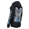 Milwaukee Leather Women's Angel Roses black zip-up hooded sweatshirt with floral design, made by HighwayLeather.