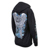 Milwaukee Leather Women's Angel Roses zip-up hoodie in black with hood and graphic design, casual textile clothing by HighwayLeather.
