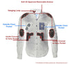 Milwaukee Leather MPM1620 men's black flannel biker shirt with CE armor and reinforced aramid fibers, shown in an x-ray view.