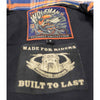 Milwaukee Leather MPM1656 blue and orange flannel biker jacket for men with CE armor and reinforced aramid fiber construction.