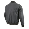 Milwaukee Leather men's black textile aviator bomber jacket with armor protection, featuring a classic design and ribbed cuffs.