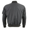 Milwaukee Leather men's black textile aviator bomber jacket with armor protection, featuring a front zipper and ribbed cuffs.