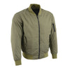 Milwaukee Leather men's green textile aviator bomber jacket with armor protection, featuring a classic style and rugged design.