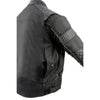 Milwaukee Leather men's black textile scooter jacket with leather trim, featuring a classic design and multiple zipper pockets.