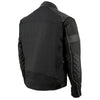 Milwaukee Leather men's black textile scooter jacket with leather trim, featuring a stand collar and zippered front.