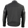 Milwaukee Leather men's black textile scooter jacket with leather trim, featuring a stylish design and zippered front for motorcycle riding.