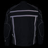 Milwaukee Leather men's black vented textile jacket with reflective stripes, featuring a stylish, functional design and adjustable cuffs.