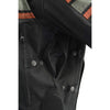 Milwaukee Leather men's burnt orange armored motorcycle jacket with leather and textile panels, suitable for all seasons.