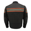 Milwaukee Leather men's burnt orange armored motorcycle jacket with leather and textile panels, suitable for all seasons.