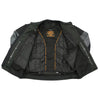 Milwaukee Leather men's black and grey textile motorcycle jacket with armored protection and mesh panels for riding comfort.