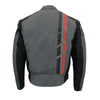 Milwaukee Leather men's black and grey textile motorcycle jacket with mesh panels and armored details for biking and racing.