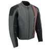 Milwaukee Leather men's black and grey textile motorcycle jacket with mesh panels and armored protection for bikers.