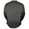 Milwaukee Leather men's Assault style black leather and textile motorcycle jacket with zipper details and padded shoulders.
