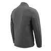 Milwaukee Leather men's grey waterproof soft shell jacket, lightweight and soft with a full front zipper and adjustable cuffs.