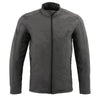 Milwaukee Leather men's grey waterproof soft shell jacket, lightweight and soft with a zip-up front and adjustable cuffs.