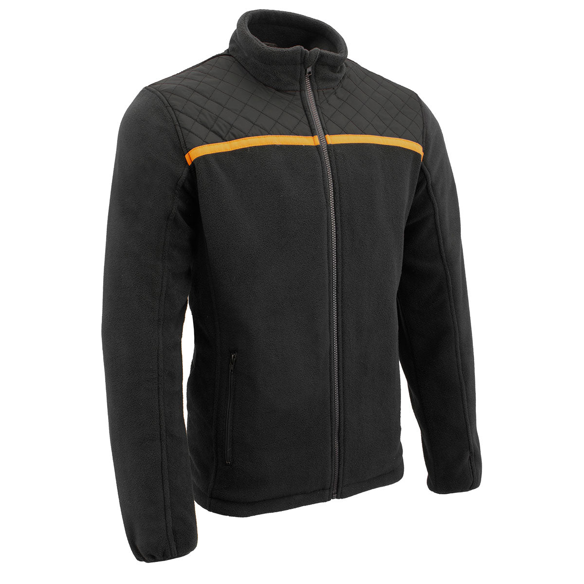 Milwaukee Leather men's black micro fleece zipper front jacket, stylish and warm men's jacket with a sleek design and front zipper closure.