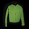 Milwaukee Leather men's black and neon green hi-vis mesh racer armored jacket with removable rain layer, casual and safety wear.