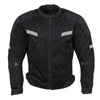 Milwaukee Leather men's black armored textile motorcycle jacket with removable liner, all-season biker jacket, front view.