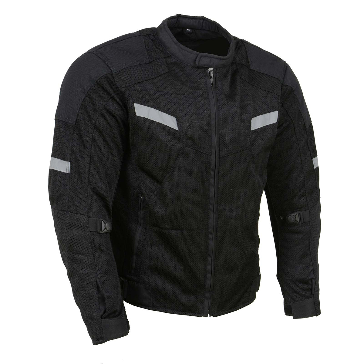 Milwaukee Leather men's black armored textile motorcycle jacket with removable liner, designed for all-season riding comfort.