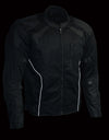 Milwaukee Leather black armored mesh motorcycle jacket for men, all-season biker jacket with protective padding and adjustable features.