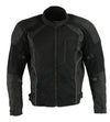 Milwaukee Leather men's black armored mesh motorcycle jacket with protective padding, suitable for all seasons.