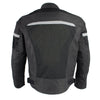 Milwaukee Leather black armored mesh racer jacket for men with reflective piping, designed for all-season riding.