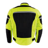 Milwaukee Leather men's high visibility green armored mesh racer jacket with reflective piping, all-season motorcycle jacket.