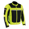 Milwaukee Leather men's high visibility green armored mesh racer jacket with reflective piping, all-season motorcycle jacket.