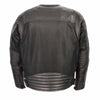 Milwaukee Leather men's black leather and mesh armored racer motorcycle jacket with protective padding, suitable for all seasons.