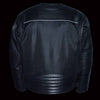 Milwaukee Leather men's black leather and mesh armored racing motorcycle jacket with adjustable straps and protective padding.