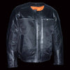 Milwaukee Leather men's black motorcycle jacket with leather and mesh panels, armored design, and all-season comfort.