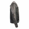 Milwaukee Leather men's black leather motorcycle jacket with mesh panels, armored design, and all-season protection, front view.