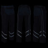 Milwaukee Leather men's black vented textile chaps with leather trim, featuring multiple pockets and protective knee pads.