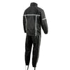 Milwaukee Leather men's black water-resistant motorcycle rain suit with hi-vis reflective tape, outdoor gear for motorcycle riders