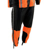 Milwaukee Leather men's black and orange motorcycle rain suit with water resistance and hi-vis reflective tape.