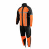 Milwaukee Leather MPM9510 Men's Black and Orange Motorcycle Water Resistant Rain Suit w/ Hi-Vis Reflective Tape