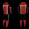 Milwaukee Leather men's black and orange motorcycle rain suit with reflective tape, shown from the back view.