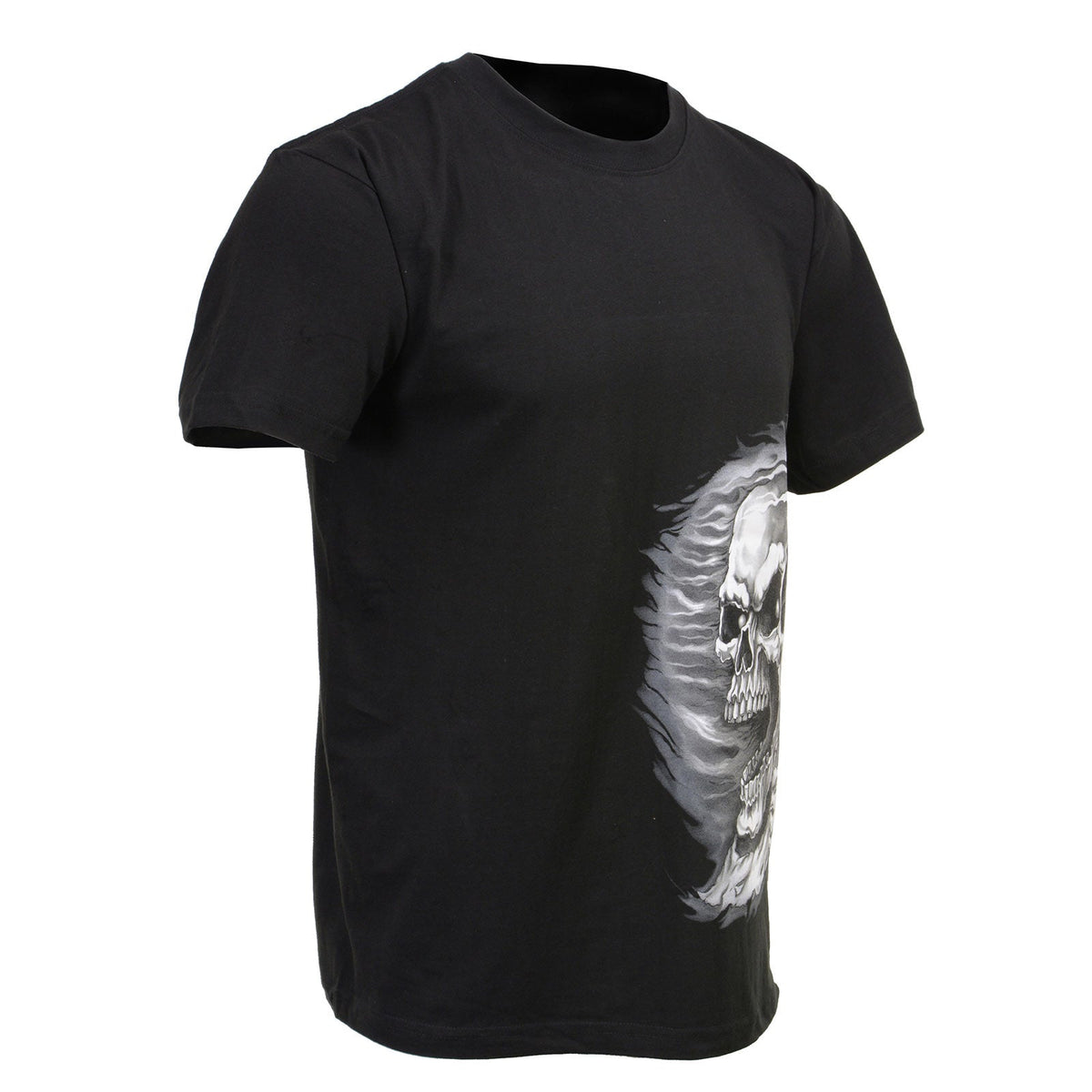 Milwaukee Leather Assassin men's double-sided black T-shirt from HighwayLeather, showcasing front and back textile design.