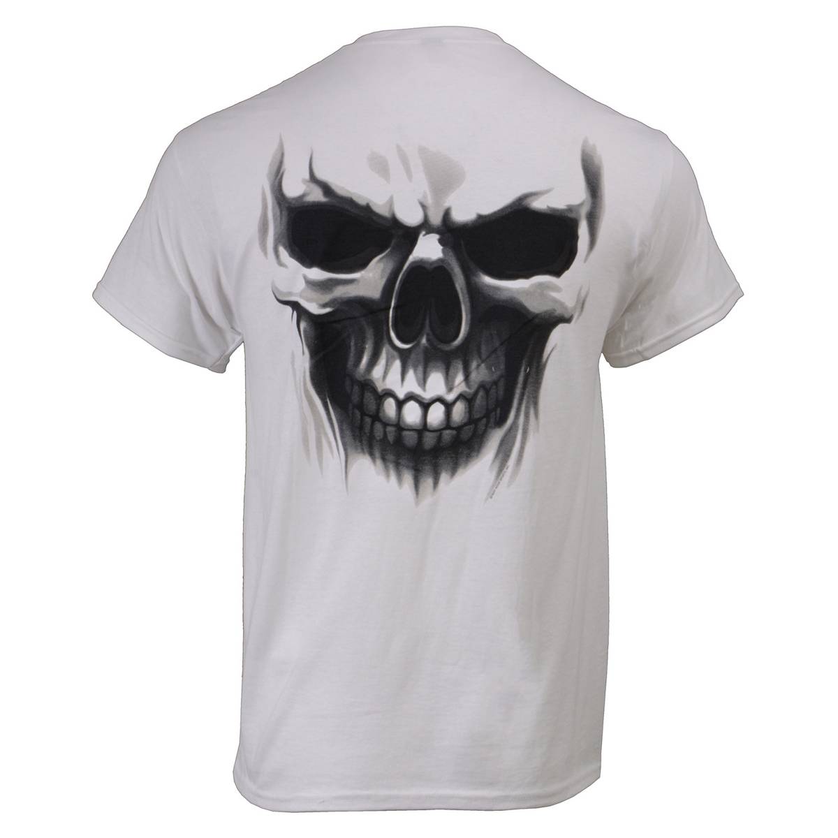 HighwayLeather Milwaukee Leather Ghost Skull double-sided white printed T-shirt for men, featuring a bold skull graphic design.