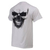 HighwayLeather Milwaukee Leather Ghost Skull double-sided white printed men's T-shirt, featuring bold skull graphic design.