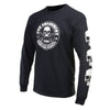Black Milwaukee Leather men's long sleeve T-shirt with 2nd Amendment and Homeland Security graphic, featuring text design on the front.