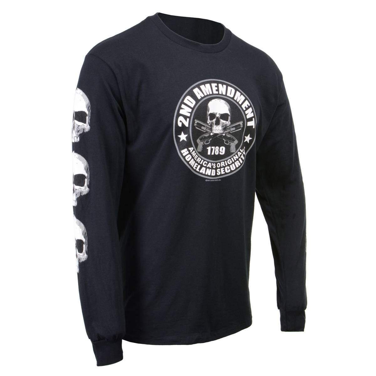 Milwaukee Leather Men's black long sleeve T-shirt with "2nd Amendment America's Original Homeland Security" text, HighwayLeather brand.
