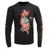 Milwaukee Leather MPMH117005 men's black long sleeve T-shirt with electric skull graphic, highway leather branding, textile clothing.