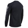 Black long sleeve T-shirt for men with five skulls graphic, made by HighwayLeather Milwaukee Leather, featuring textile clothing design.