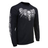 HighwayLeather Milwaukee Leather men's black long sleeve T-shirt with five skulls graphic design, casual textile clothing.
