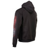 Black men's hoodie with Celtic cross pocket design by HighwayLeather, featuring a comfortable textile fabric.