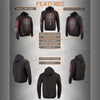 Black Milwaukee Leather Celtic Cross Pocket hoodie for men, featuring detailed embroidery and a comfortable textile design.
