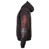 Black Milwaukee Leather men's hoodie with Celtic cross pocket design, featuring a textile hoodie with detailed embroidery and a casual fit.