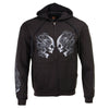 Black men's Milwaukee Leather Head Butt Skulls hoodie with zipper closure, featuring bold skull graphic and comfortable textile fabric.