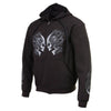 Milwaukee Leather MPMH118001 men's black hoodie with skull design, zipper closure, made by HighwayLeather, casual textile clothing.